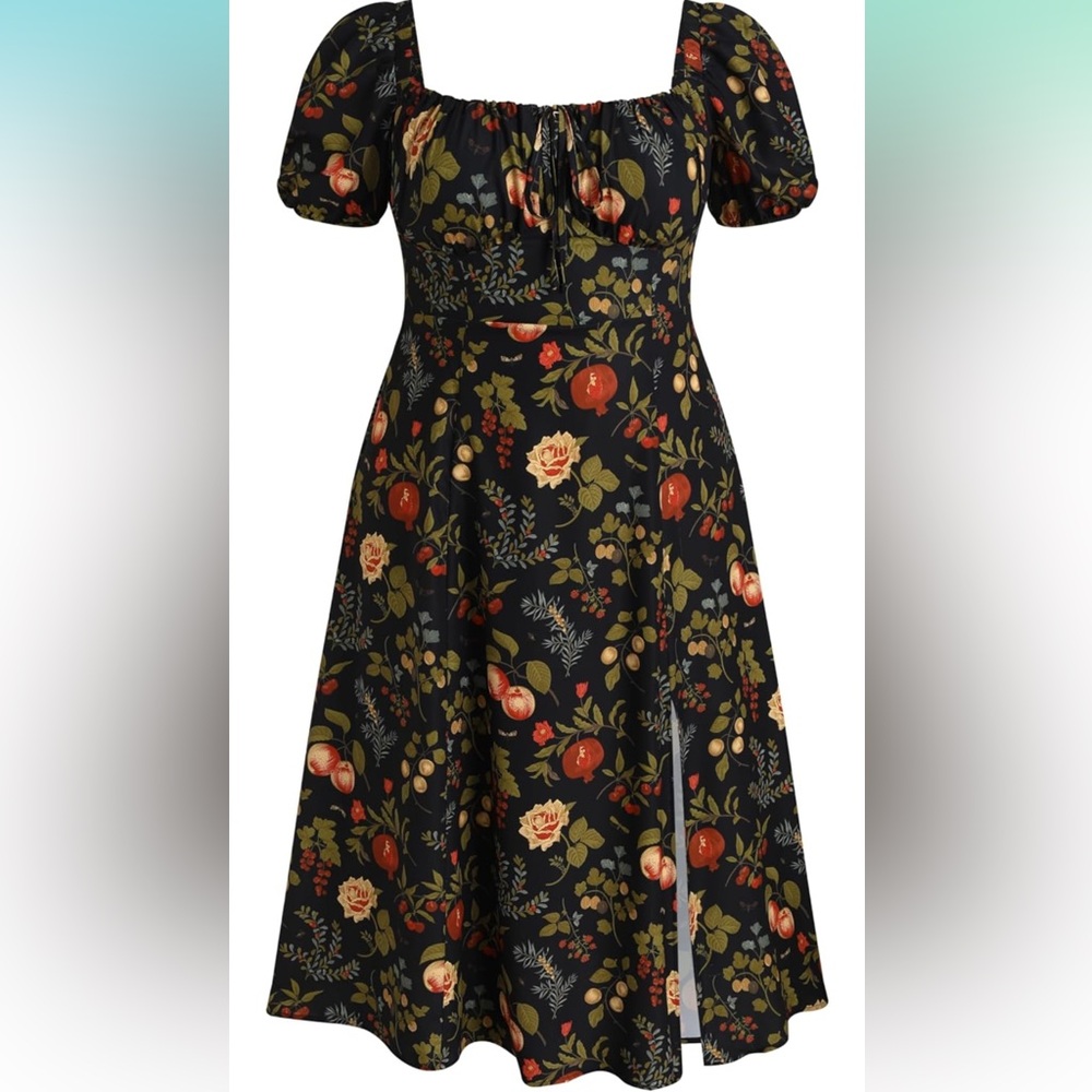 Cider fruit puff sleeve dress